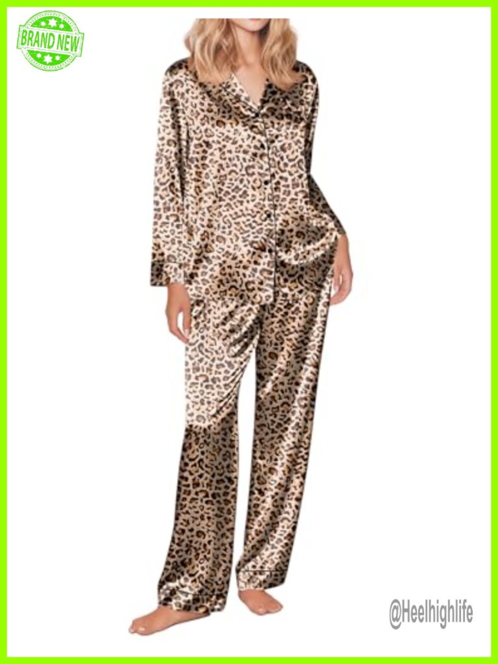 Silk Satin Pajama Set Button Up Long Sleeve Sleepwear